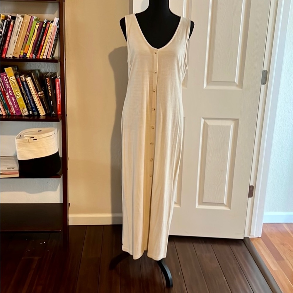 Lush Cream Button-Front Maxi Dress Swim Coverup